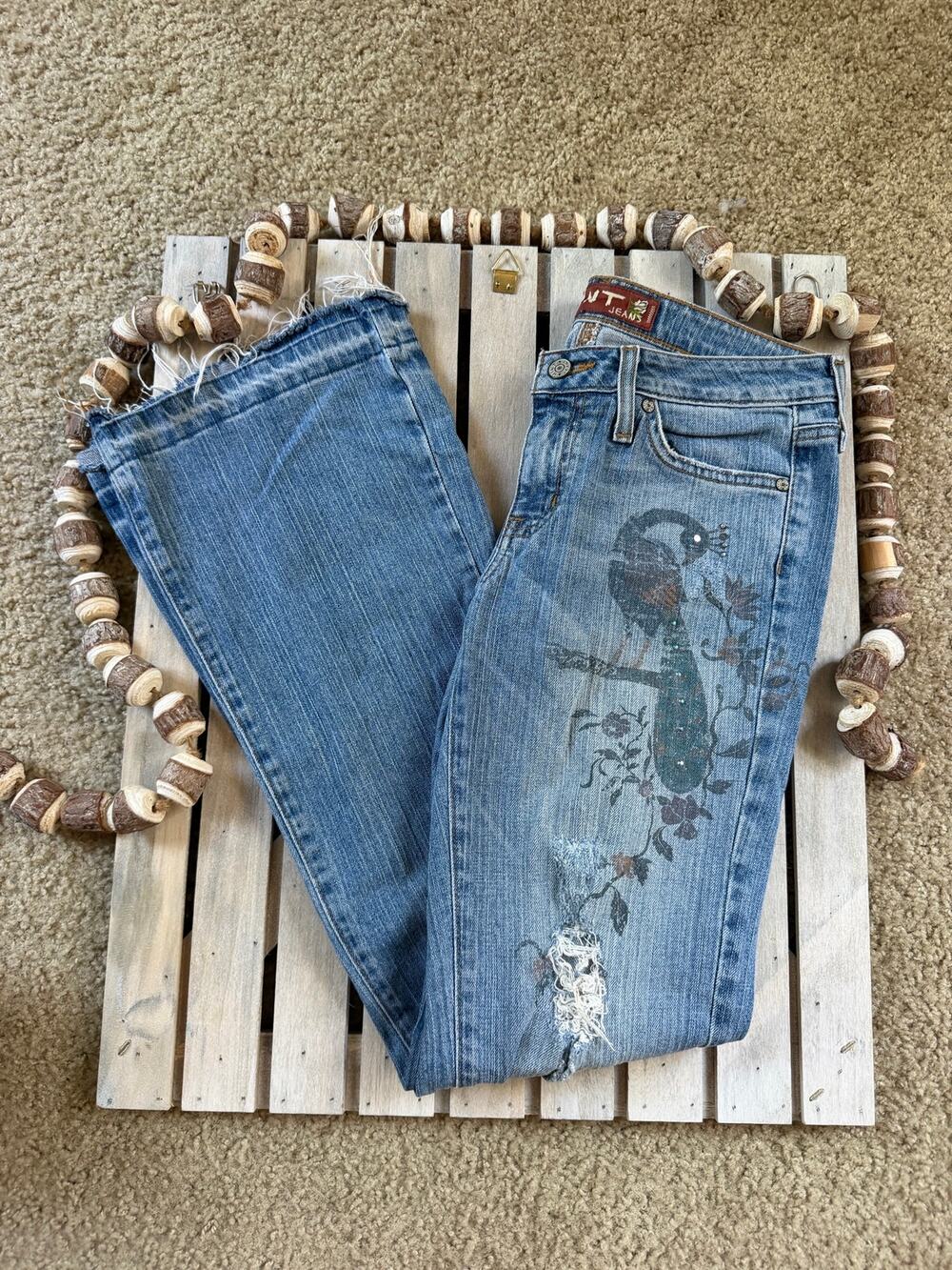 Vintage Y2K 90s Hint Peacock Low Rise Jeans